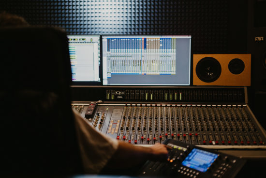 Computerized audio equipment in a studio